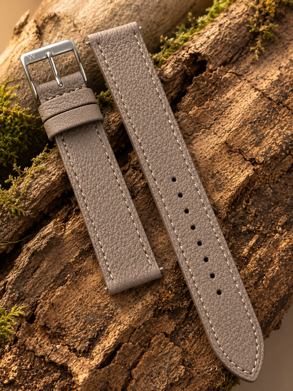 Kalbsleder Uhrenarmband Cambridge – Taupe, Frontalansicht