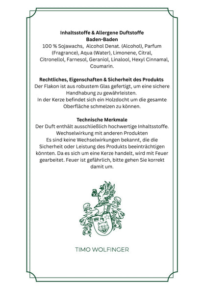 Roulette Royale, unsere Duftkerze „Baden-Baden“